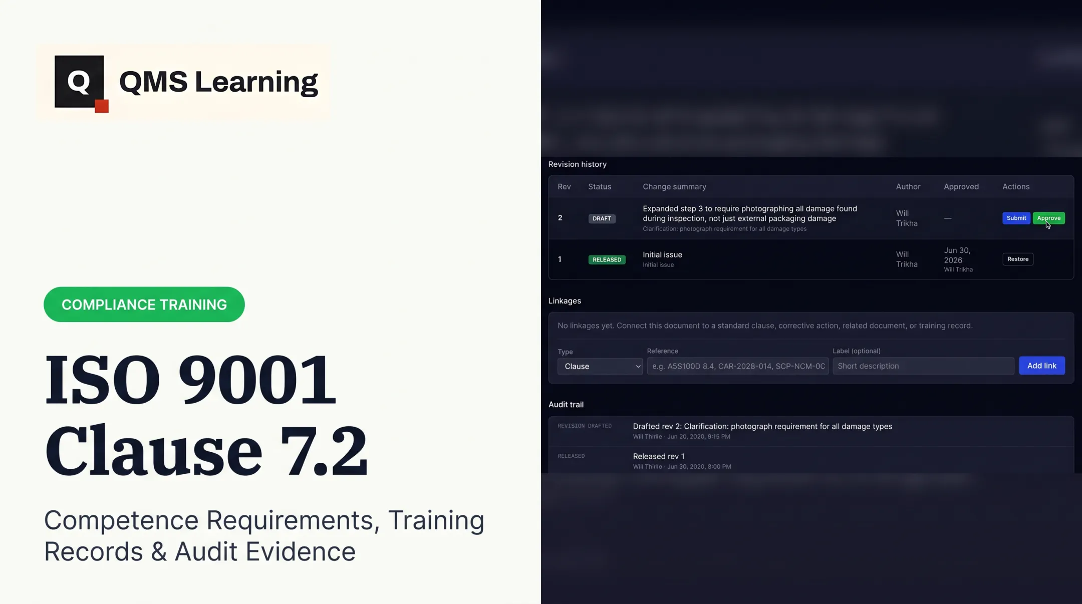 ISO 9001 Clause 7.2: Competence Requirements, Training Records &amp; Audit Evidence
