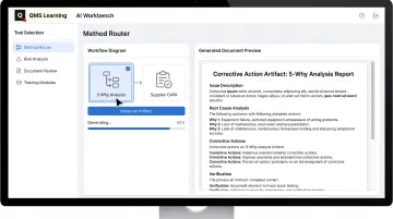 AI Workbench interface displaying automated root cause and CAPA generation tools