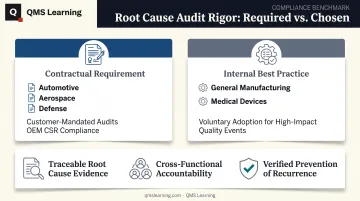 8D contractual requirement versus internal best practice comparison chart