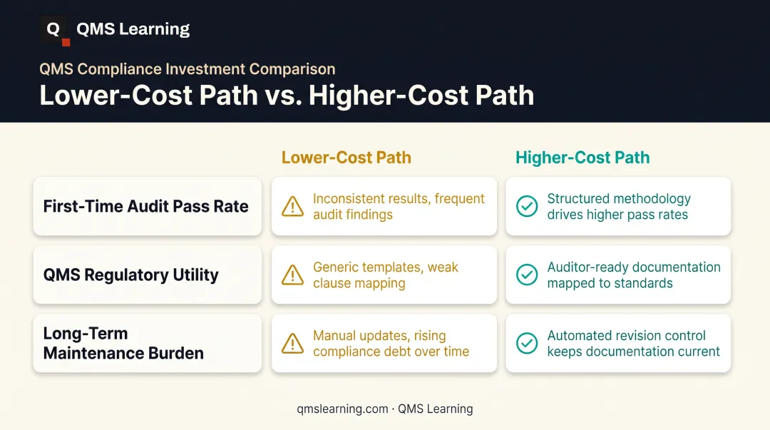 Low-cost versus high-cost ISO 13485 certification path comparison