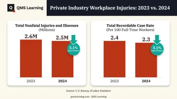 US workplace injury statistics 2023 versus 2024 comparison chart