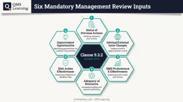 Six mandatory ISO 9001 Clause 9.3.2 management review input categories