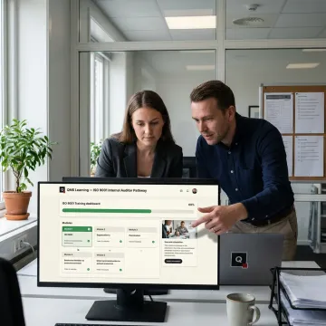 Online ISO 9001 auditor training dashboard