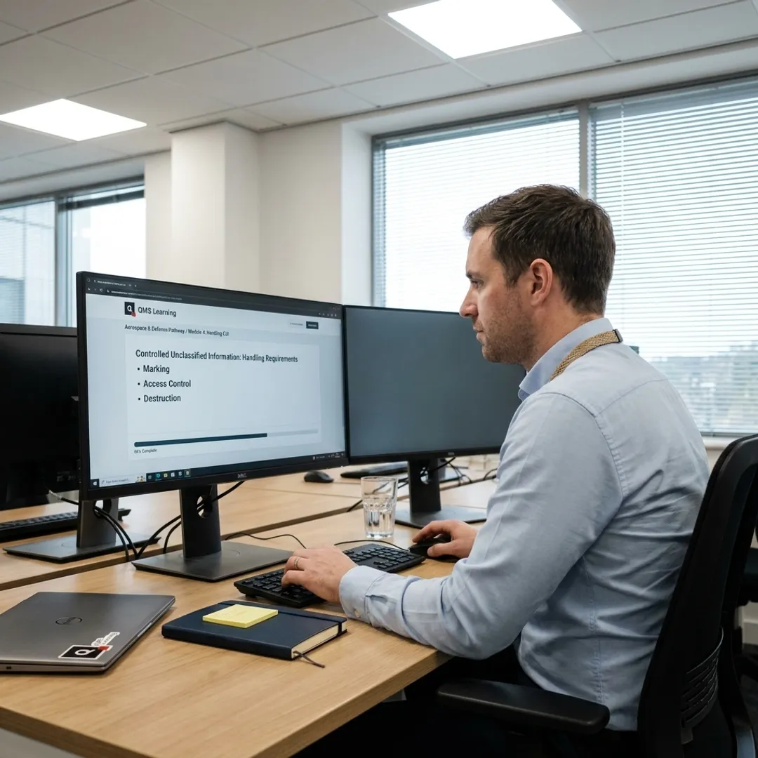 Employee completing CUI cybersecurity awareness training