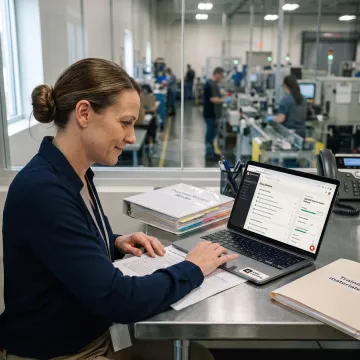Quality professional reviewing an ISO audit checklist