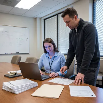 Team reviewing component inspection records