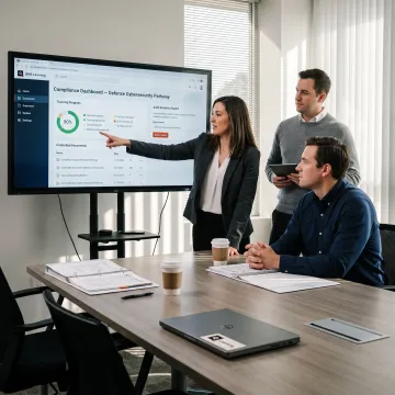 Team using cybersecurity compliance training platform