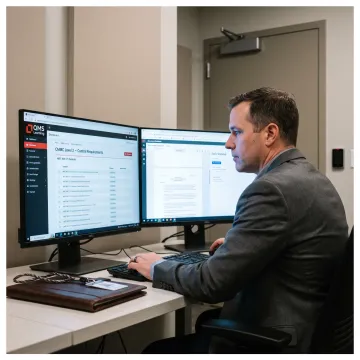 Cybersecurity professional reviewing CMMC compliance controls