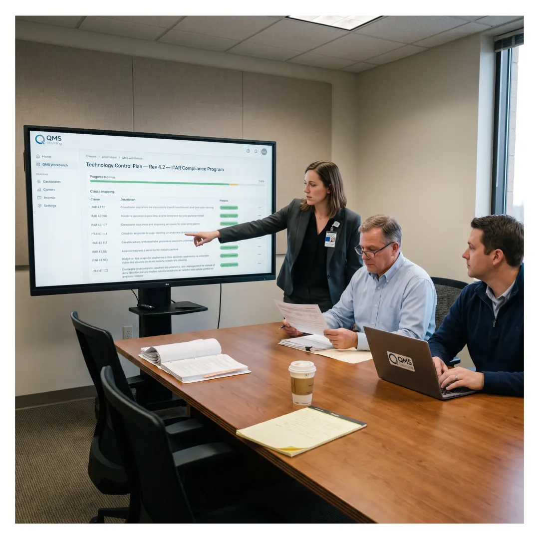 Team reviewing an ITAR compliance program
