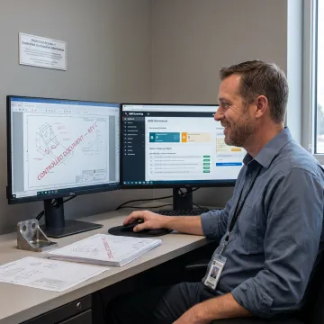Defense compliance professional reviewing controlled technical data
