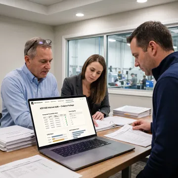 Quality team conducting an aerospace internal audit