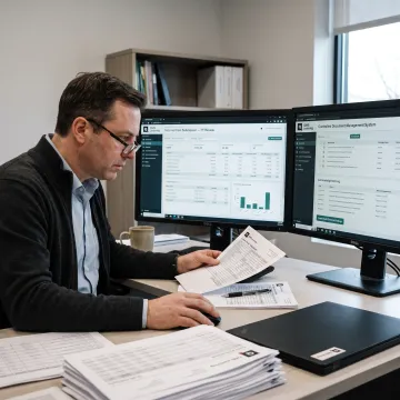 Accountant organizing incurred cost submission evidence