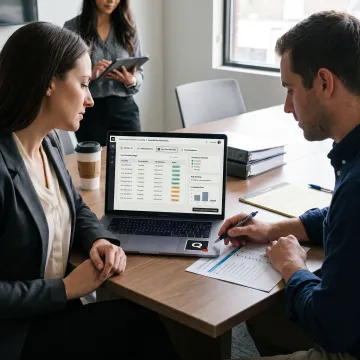 Accounting team using compliance software