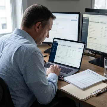 Government contractor reviewing accounting compliance records