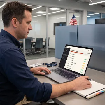 Cybersecurity professional reviewing CMMC compliance controls