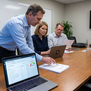 Government contractor reviewing cost accounting records