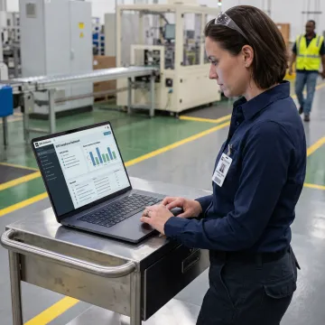 EHS professional reviewing environmental compliance records