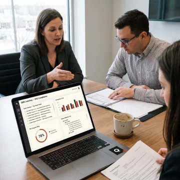 Team organizing occupational health and safety audit evidence