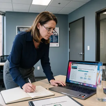 Defense contractor employee completing CUI awareness training