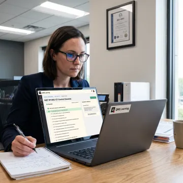Cybersecurity professional reviewing NIST 800-171 controls