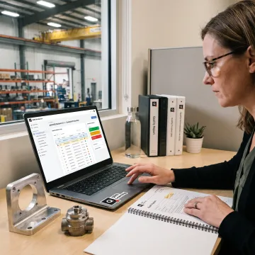 Quality manager reviewing aerospace audit evidence