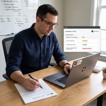 Cybersecurity professional reviewing an SSP and POA&M