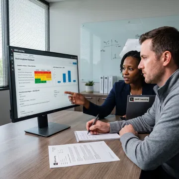 Quality leaders reviewing ISO management review data
