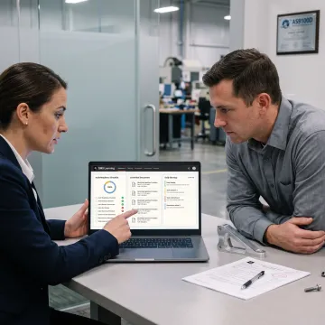 Quality team using digital AS9100D training tools