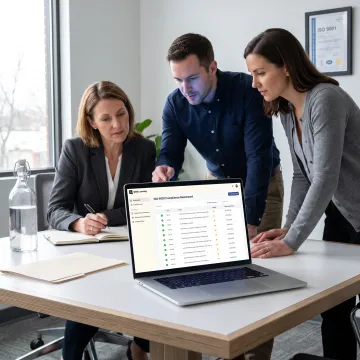 Quality team using an ISO 9001 compliance dashboard