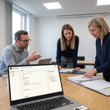 Quality team collaborating on medical device QMS documentation