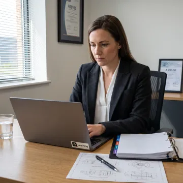 Professional reviewing export compliance documentation