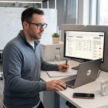 Engineer creating medical device design control records