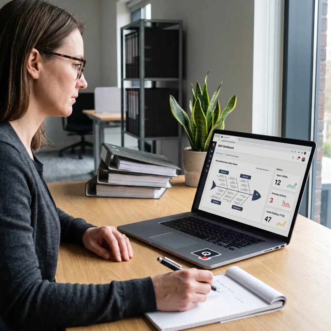 Quality professional reviewing process improvement data