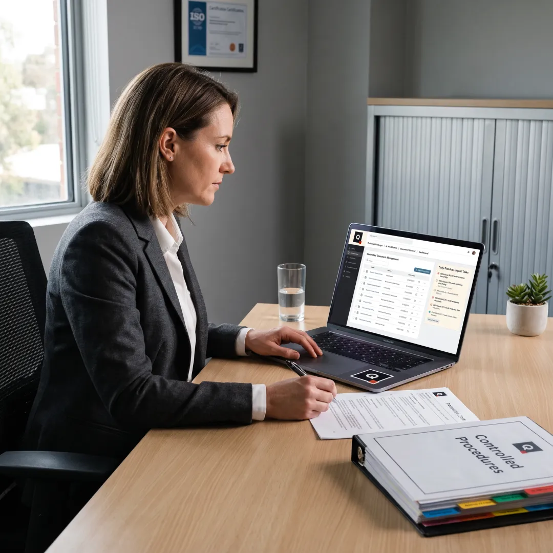 Quality professional reviewing controlled documents