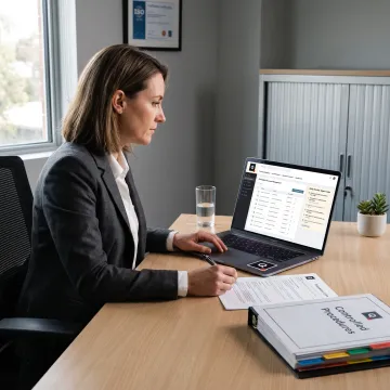 Quality professional reviewing controlled documents