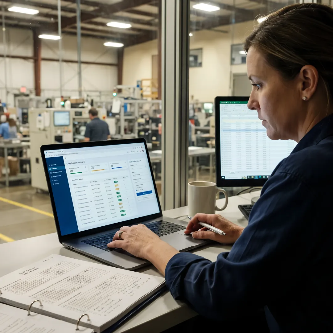 Advanced manufacturing team using online compliance training