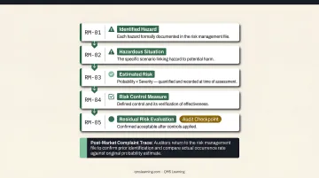ISO 14971 hazard traceability chain from identification through residual risk evaluation