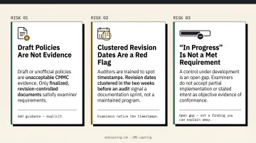 Auditor reviewing compliance documentation timestamps and revision history records