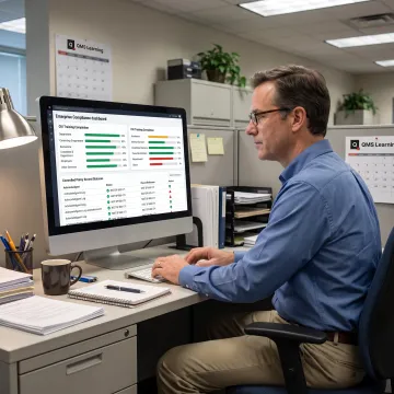 Compliance manager reviewing CUI training records