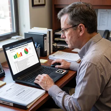Cybersecurity professional reviewing NIST compliance controls