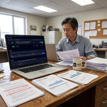 Manager preparing management review documentation