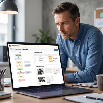 Quality professional reviewing a CAPA investigation