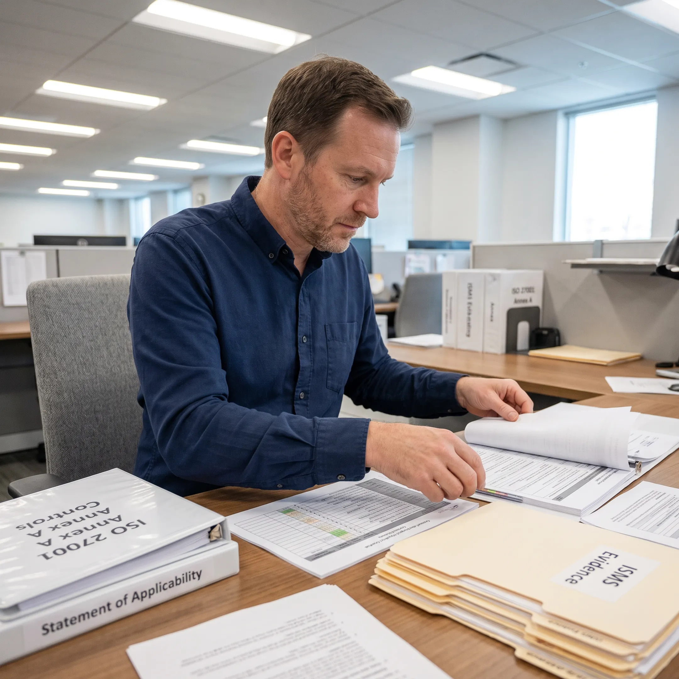 Compliance professional mapping ISO 27001 controls to ISMS evidence