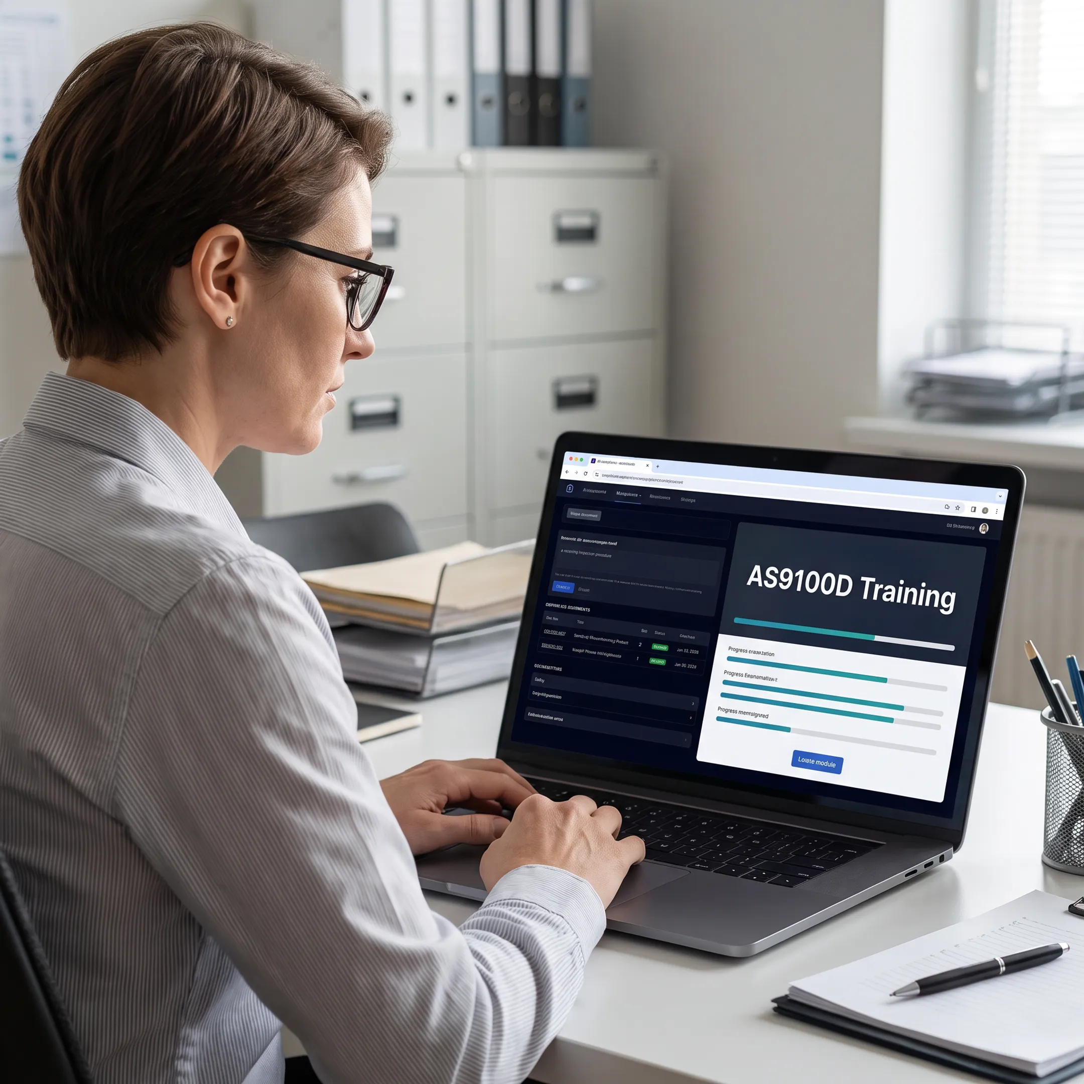 Quality manager using AS9100D training and audit evidence tools