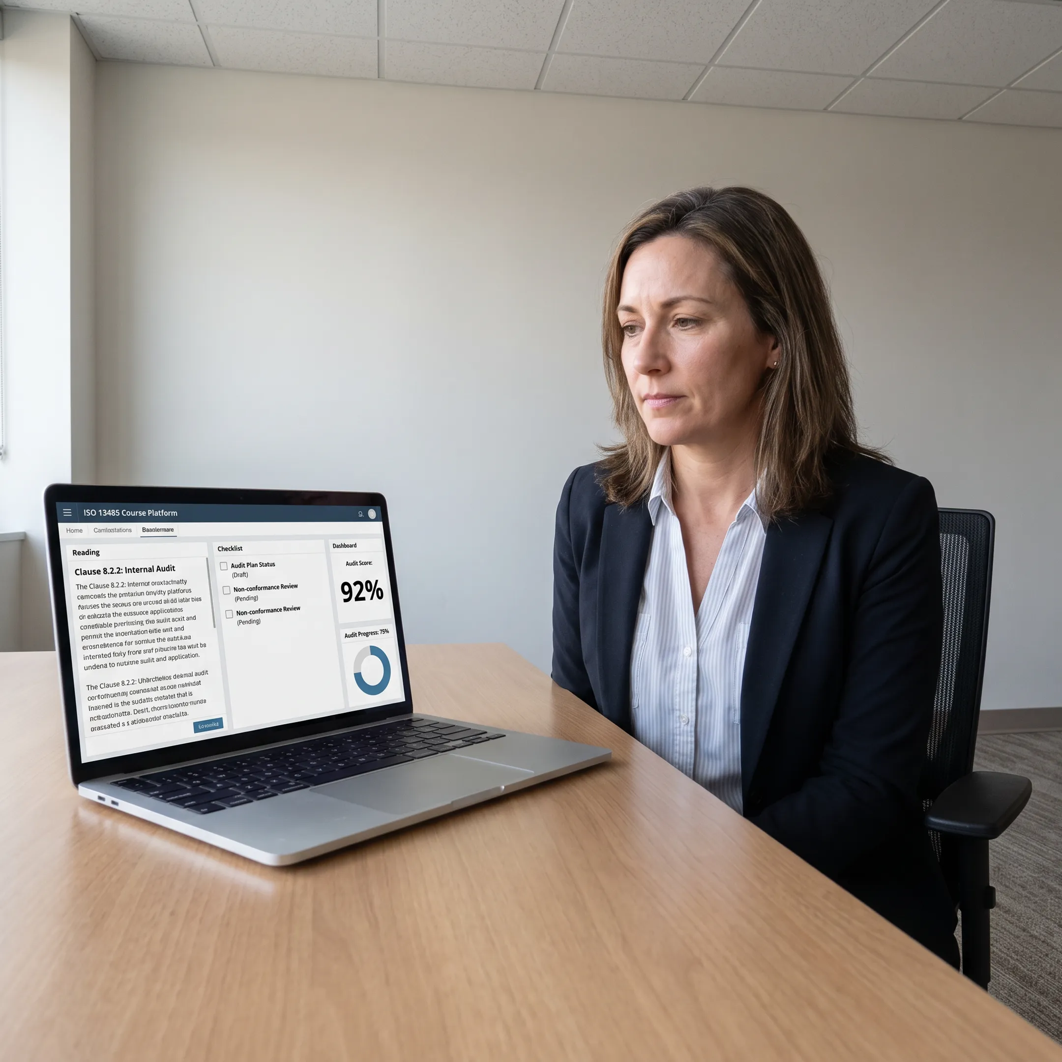 Quality manager using an ISO 13485 training and audit evidence platform