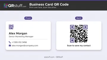 Two-sided business card layout front branding back QR code design concept
