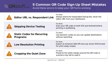 Five common QR code sign-up sheet mistakes and how to avoid them