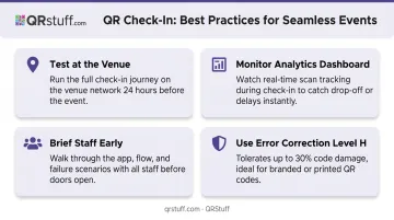 Four best practices for consistent QR code event check-in infographic