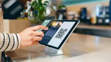 Mobile payment QR code scan transaction at retail point of sale