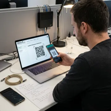 IT administrator testing Android QR enrollment